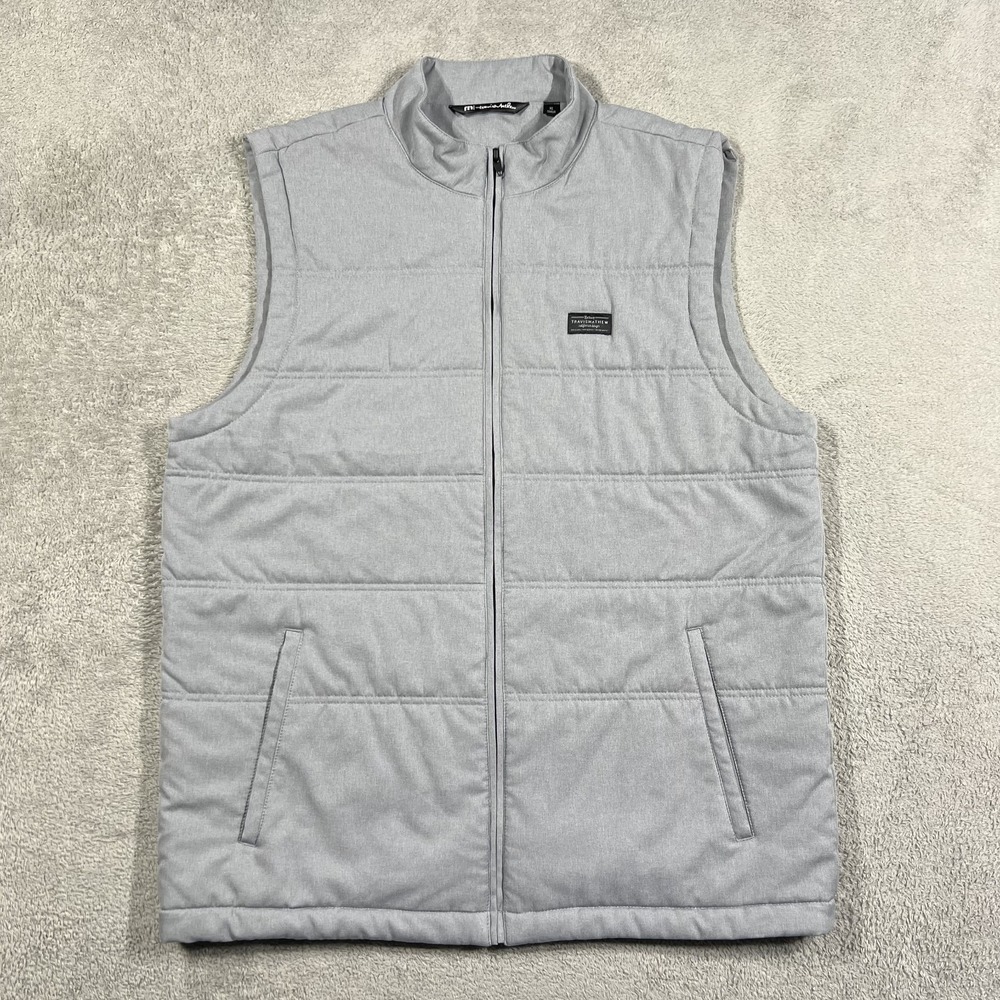 Travis Mathew Interlude Puffer Vest Mens XL Gray Golf Full Zip Performance